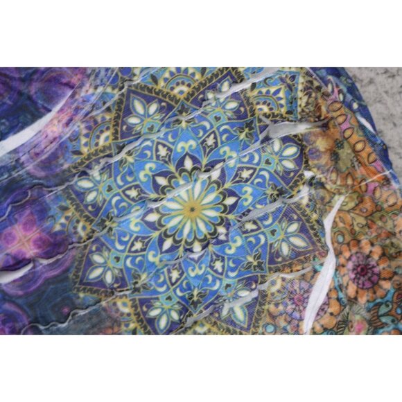 Jess & Jane 3/4 Sleeve Layered Mandala Colorful Top-Size Small-Wearable Art - Picture 7 of 11